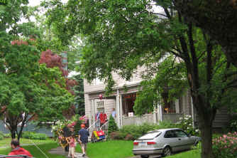 Lots of shoppers at the Kenyon Street Tag Sale